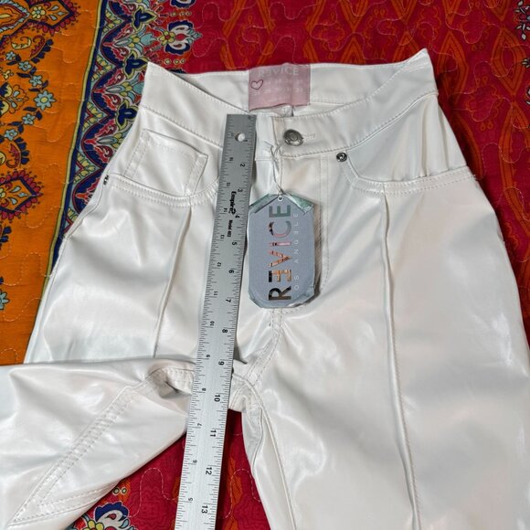 Revice White Vegan Leather Mid-Rise Flared Wide Leg Pants 23 (ACT22x33) NWT - Picture 8 of 16